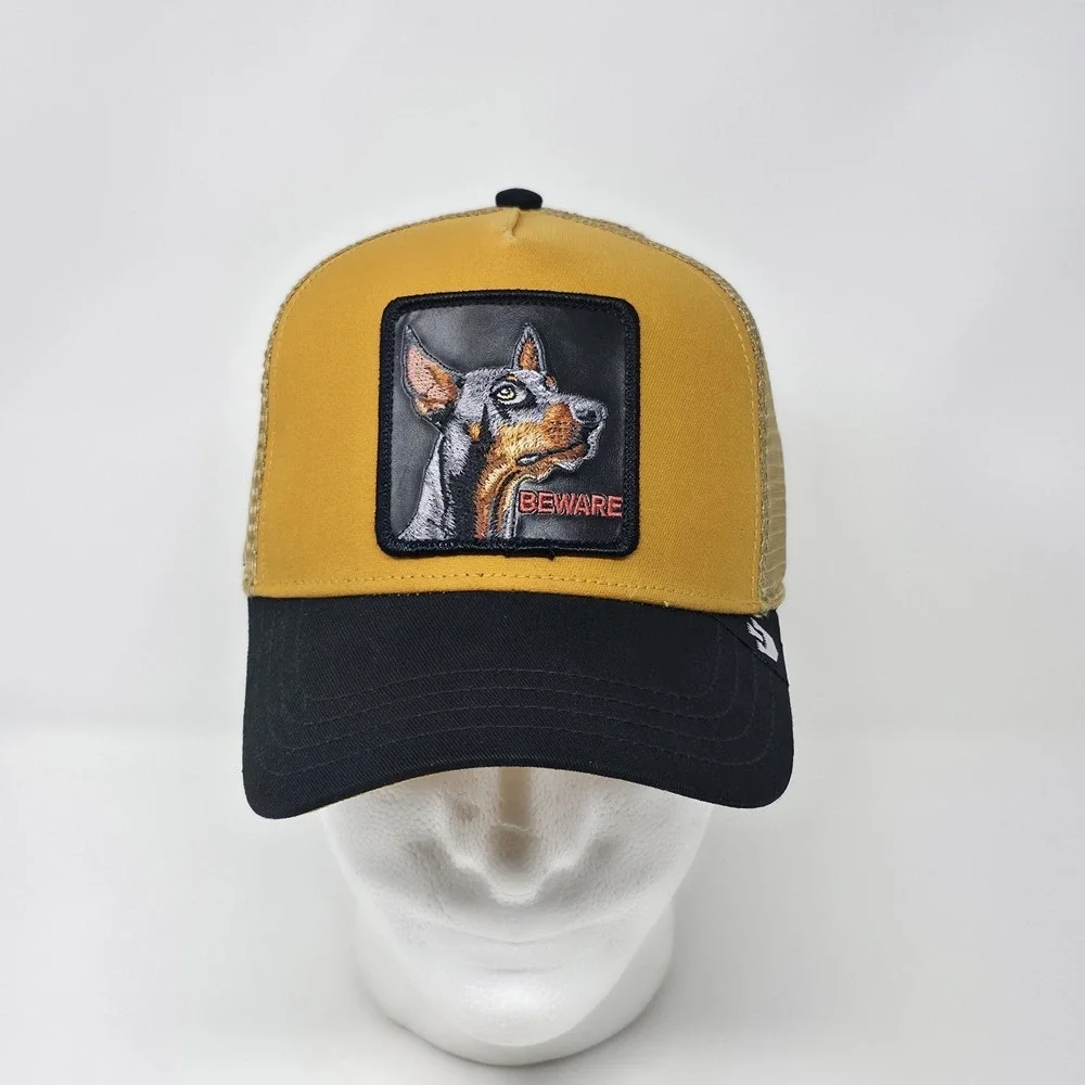 Goorin‎ Bros The Farm Beware Guard Dog Doberman Mustard Trucker Hat Cap Snapback